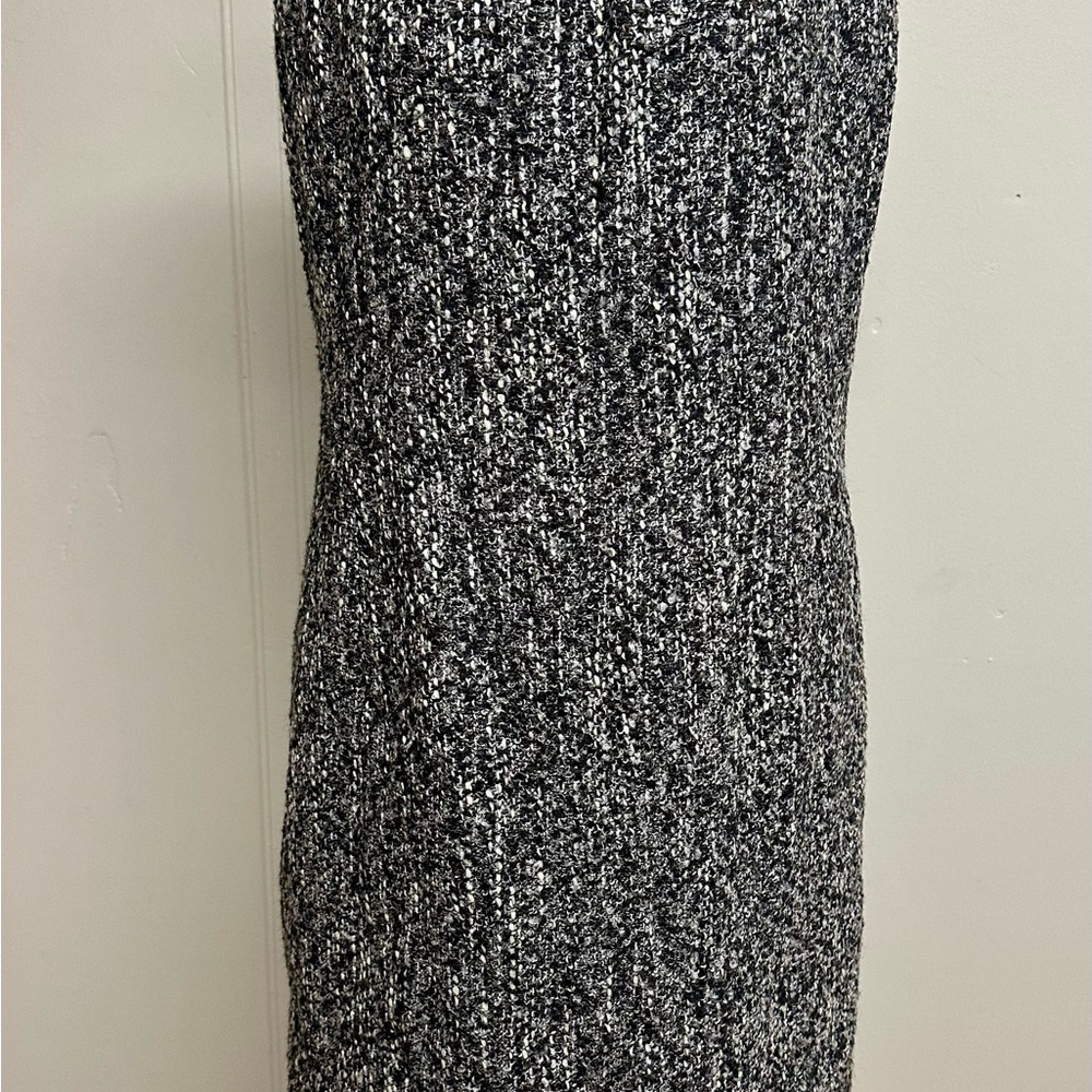 Talbots Black and White Sheath Dress Sleeveless Mock Neck